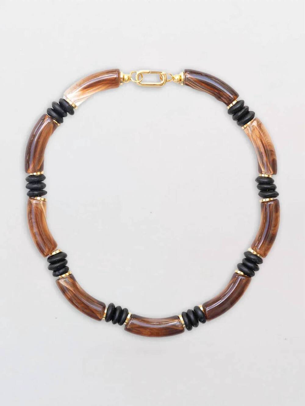 NEW BY LILLA women's chunky resin bead rooftop necklace in brown